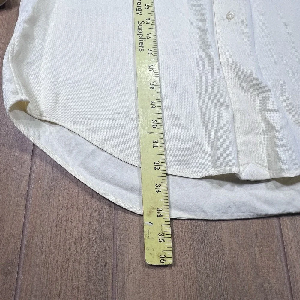 Ralph Lauren Navy label Polo logo long sleeve butter yellow shirt‎ Med Vintage